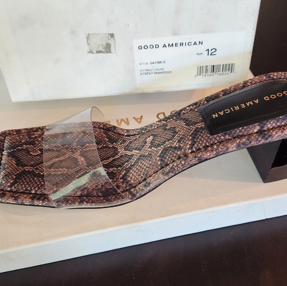 Good American Block Heel Slide Sandal Desert Snake Size 12 GA119K-X - Picture 3 of 5